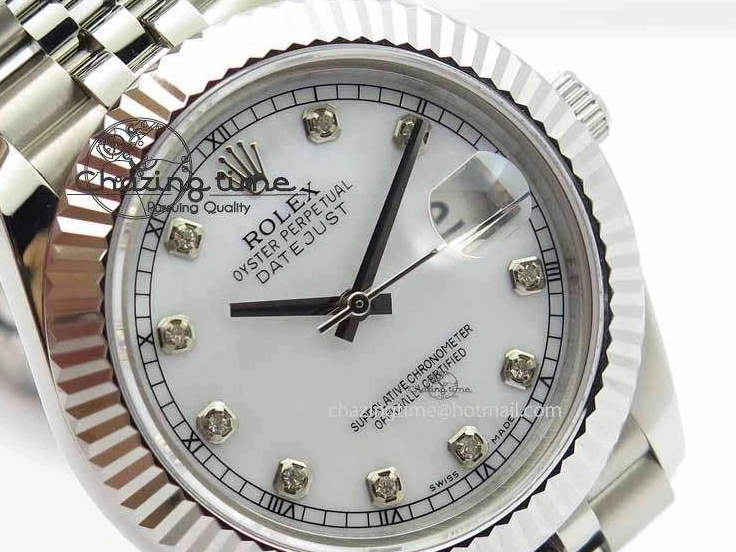 MiroTime 0514 EasyCare DateJust II 41mm BP Maker Best Edition White MOP Diamonds Dial On New Version Jubilee Bracelet A 3625